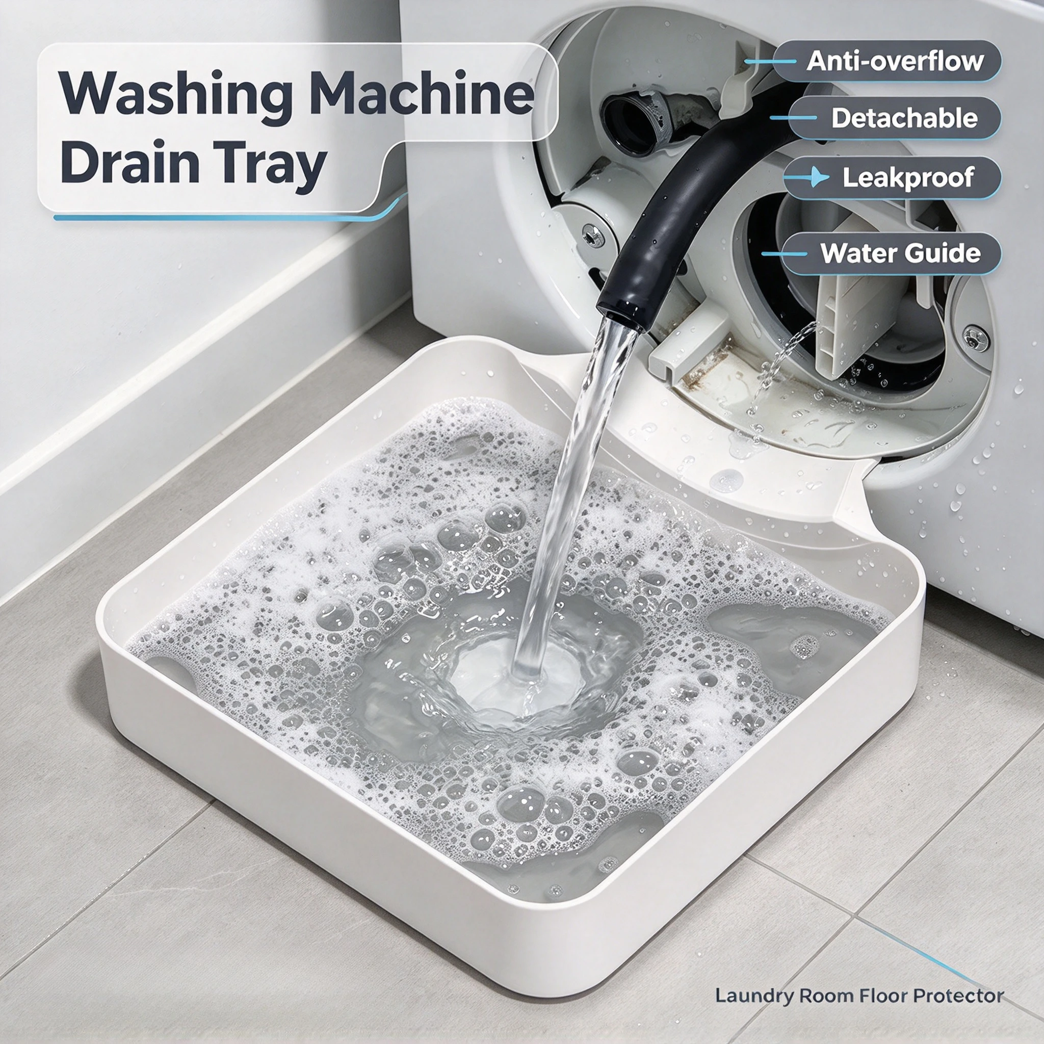 2/1pc Detachable Washing Machine Drainage Tray Anti Overflow Leakproof Water Guide Washer Drip Catcher Laundry Floor Protector