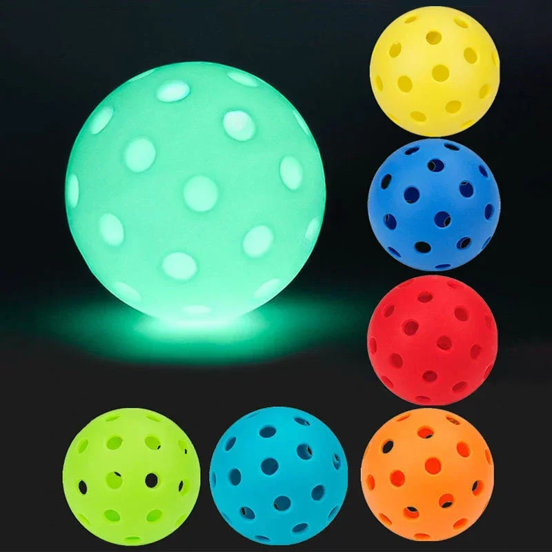 6PC 74MM 40 Holes Luminous Pickleball Durable Multicolor Elastic Tennis Glow In The Dark PE Ball Indoor Outdoor Competition Ball