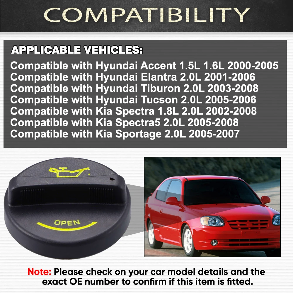 

26510-26620 Крышка заливной горловины моторного масла для Hyundai Accent 1,5 л и 1,6 л 2000 2001 2002 2003 2004 2005 Крышка топливного бака двигателя