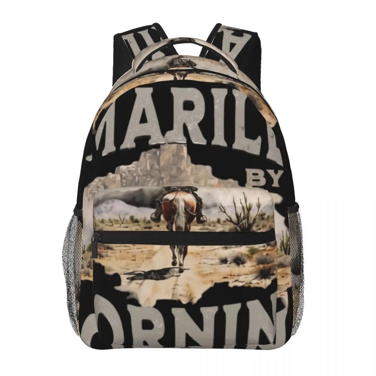 Bohemian Travel Backpack Center Cowboy Desert Western Vintage Beige Brown Grey Trendy Bookbag for Women Girls College Weekend