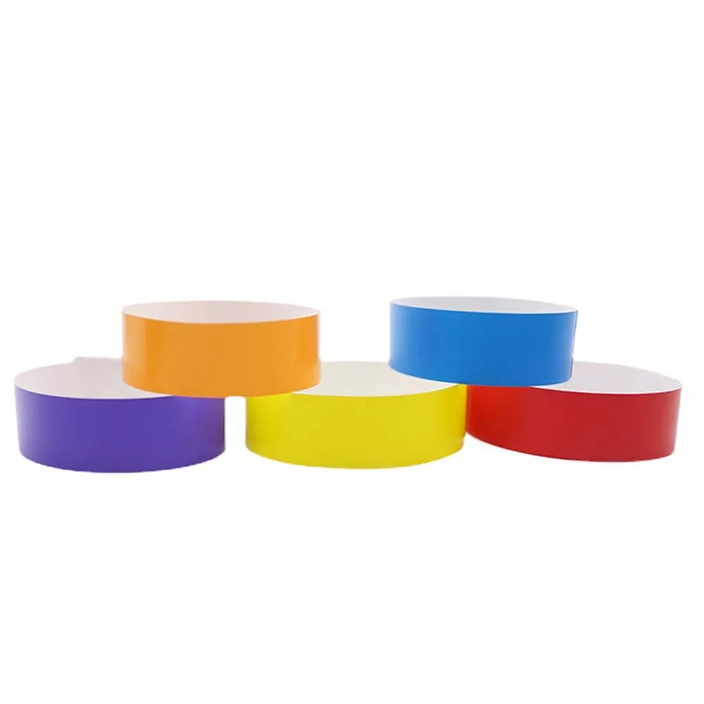 1000Pcs Solid Color Disposable Paper Wristbands Bracelet Waterproof Count Identification Mark Tamper-Proof for Events Parties