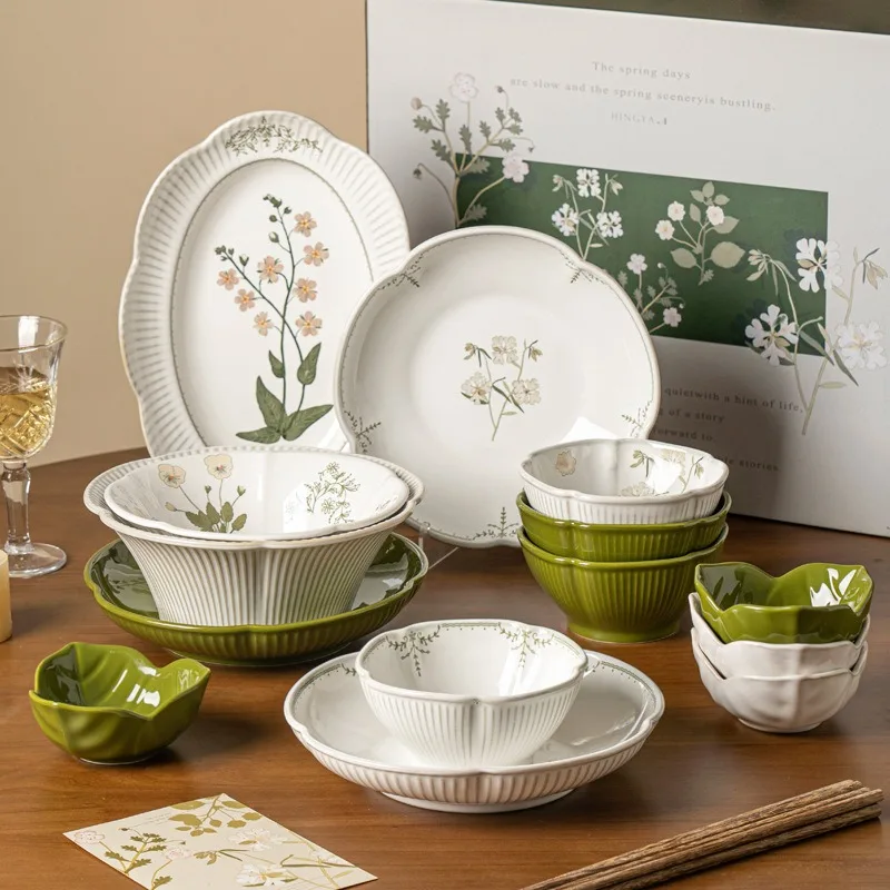 A Sense of Atmosphere, Ancient Style, Retro Kiln Change, Ceramic Dishes, Tableware Set, Lace, Housewarming Gifts, Gift Boxes