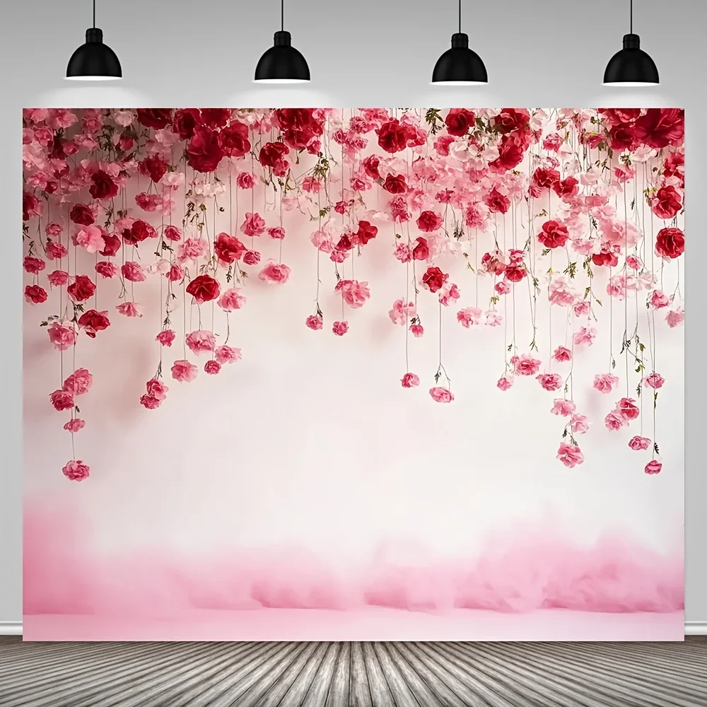 Luxury Flower Waterfall Backdrop Tapestry Curtain Romantic Wedding Party Photo Booth Wall Decoration Spring Gift Background