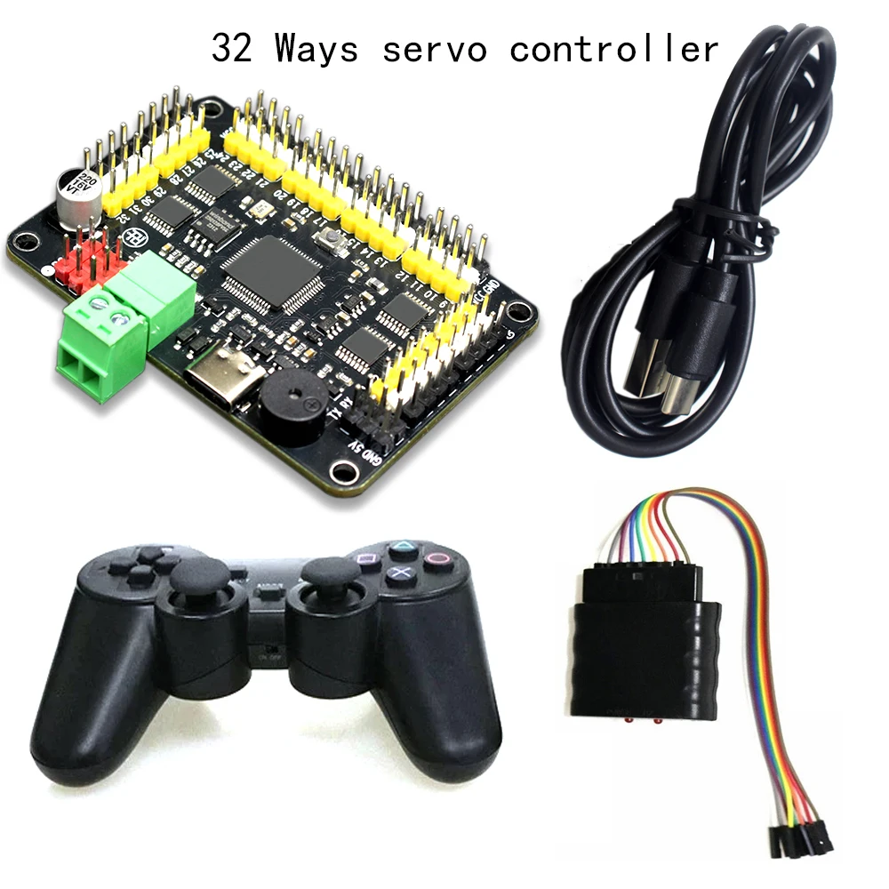 32 Channel Servo Control Board Robot Control Board Servo Controller for Windows for Mac DIY Kit with Ps2 Handle RC OR PC Control