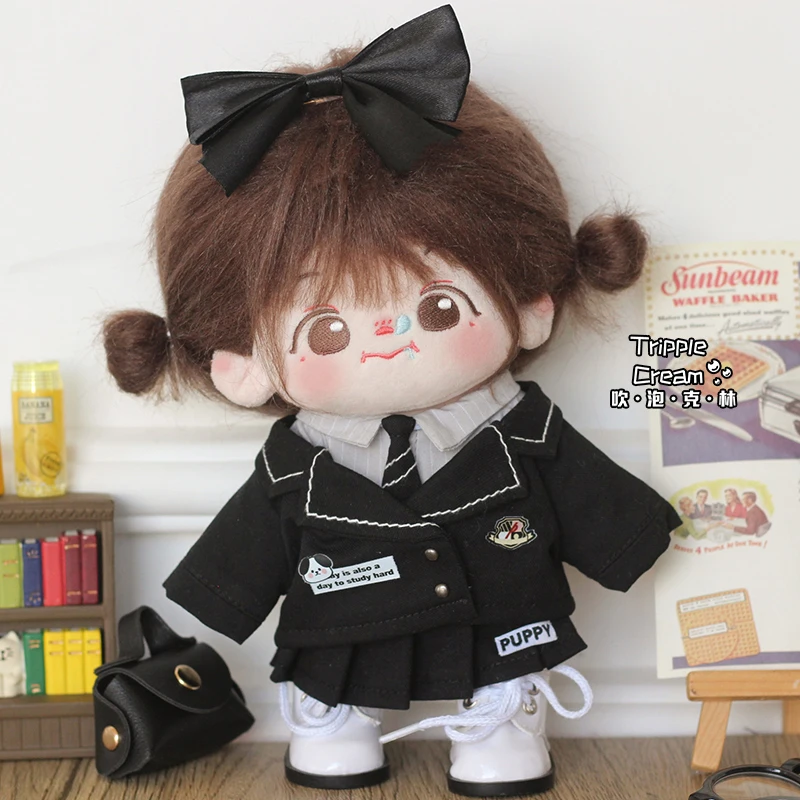 Handmade 4pc 20cm Doll Clothes Boys and Girls College Uniform Shirt Jacket Bow Tie Cos Outfits No Doll