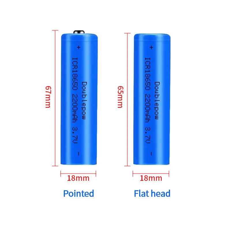 18650 2200mAh Battery 3.7V Icr18650 Rechargeable Lithium Batteries for Flashlights Toys Handheld Fans Microphones LED Lights