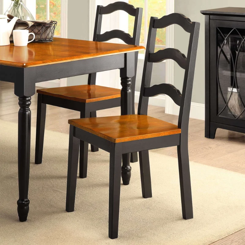 

Autumn Lane Ladder Back Dining Chairs, Set of 2, Black and Oak dinning chair