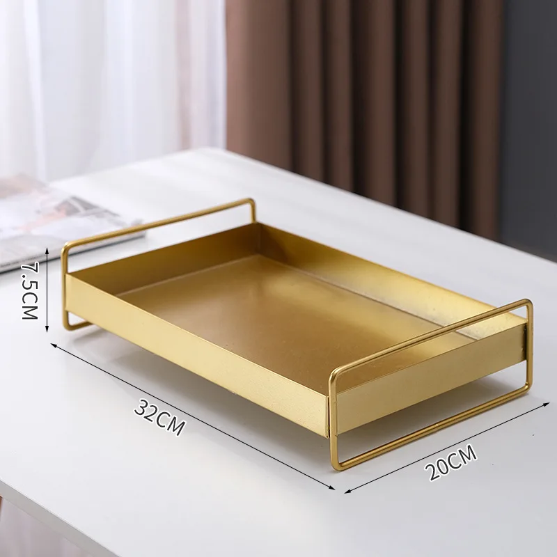 1PC Nordic Metal Tray Dried Fruit Plate Snack Fruit Dish Rectangular Snack Tray Storage Plate With Lid Dessert Tray