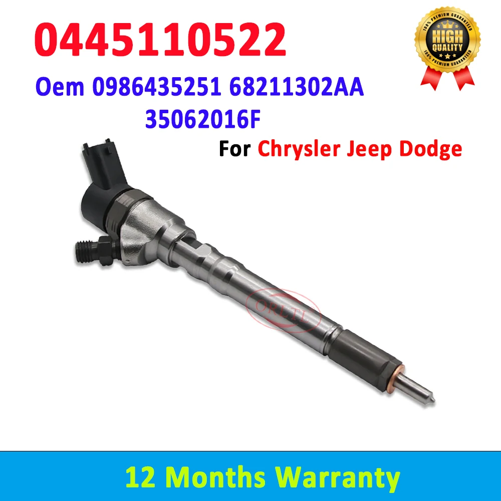 

ORLTL New 0445110522 Diesel Injector 0 445 110 522 Assy Nozzle 0986435251 68211302AA 35062016F for Chrysler Jeep Dodge