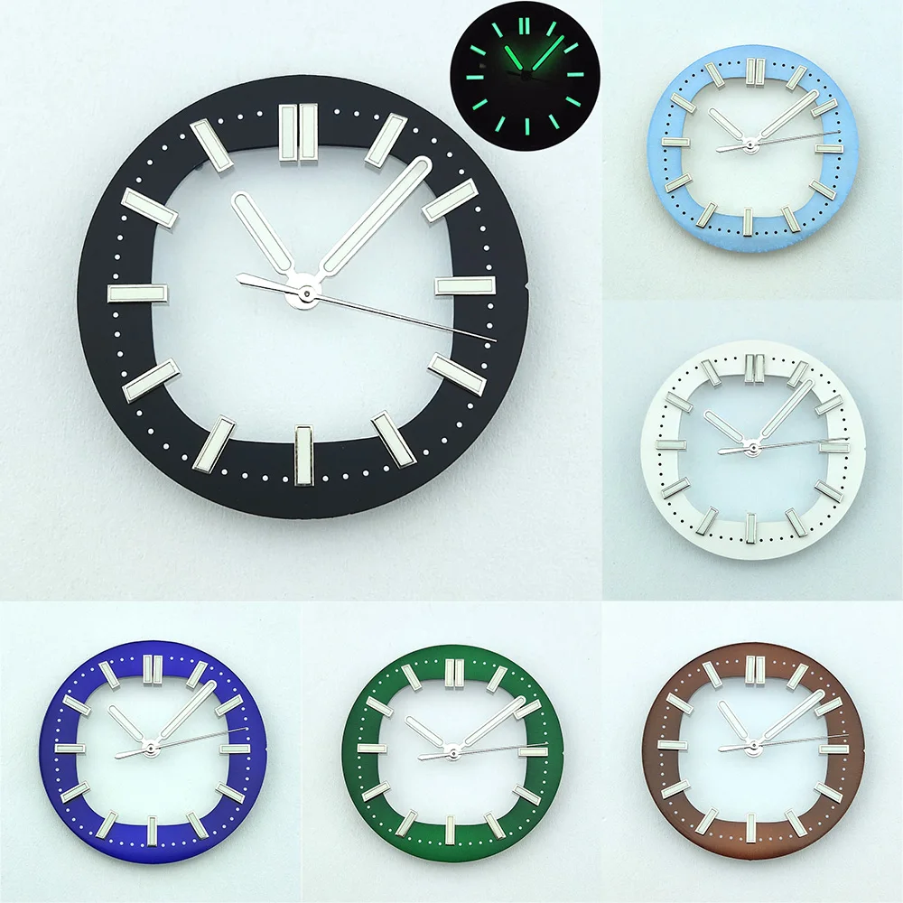 30.5mm Dial NH35 Dial NH70 Watch Dial High Quality Green Luminous Transparent Dial With Hands Fits NH35/36/70/72 Movement
