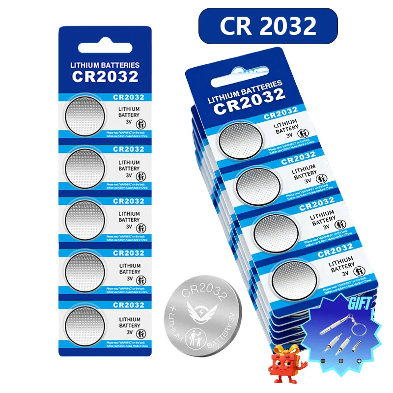 

CR2032 Button Battery 3V Lithium Battery CR 2032 For Watch Toy Calculator Car Remote Control Button Coin Cell 150mAh Carded
