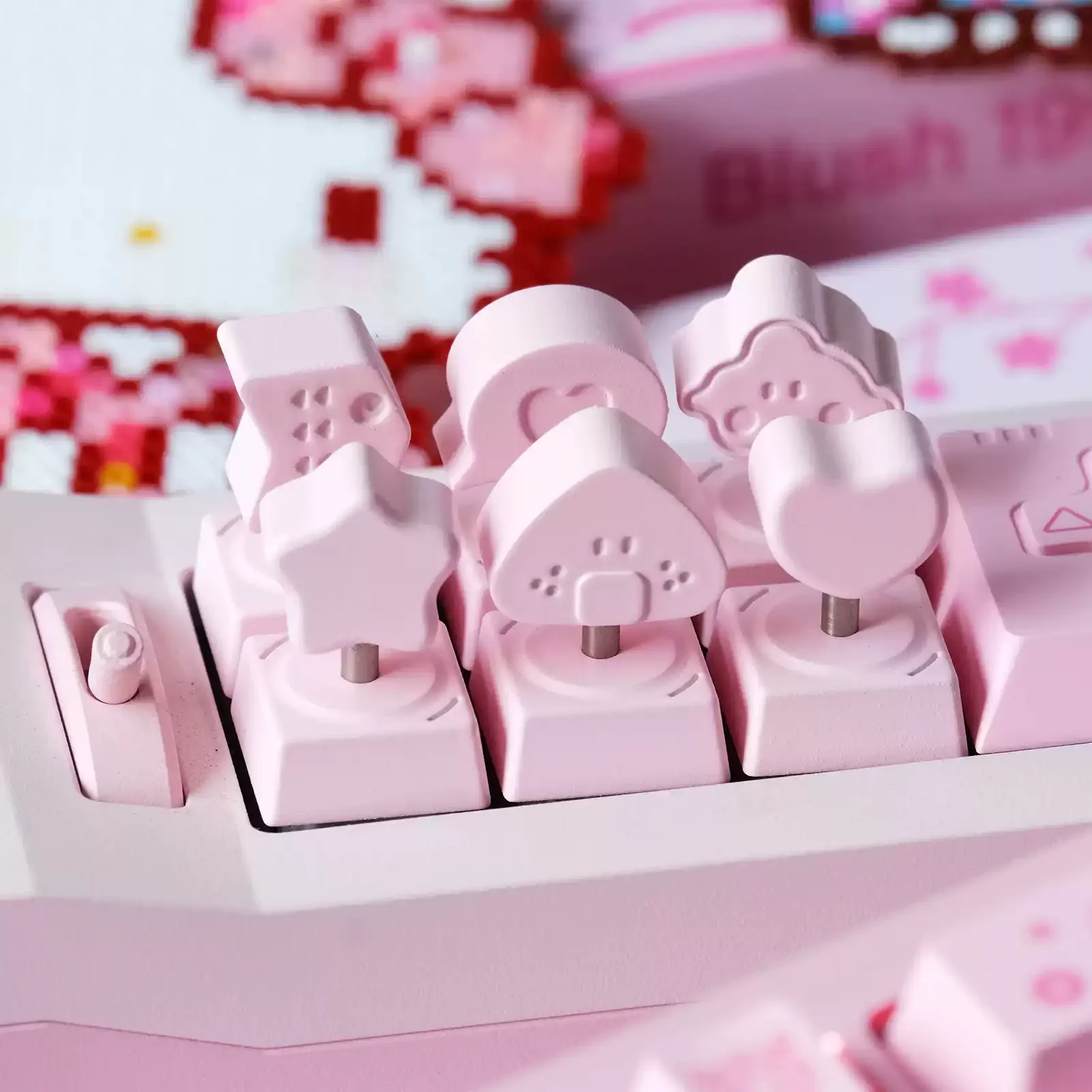 80Retros Cherry Blossom Pink Keycaps Custom Metal Keyboard Caps CNC Aluminum Key Caps for Mechanical Keyboard Accessories Gifts