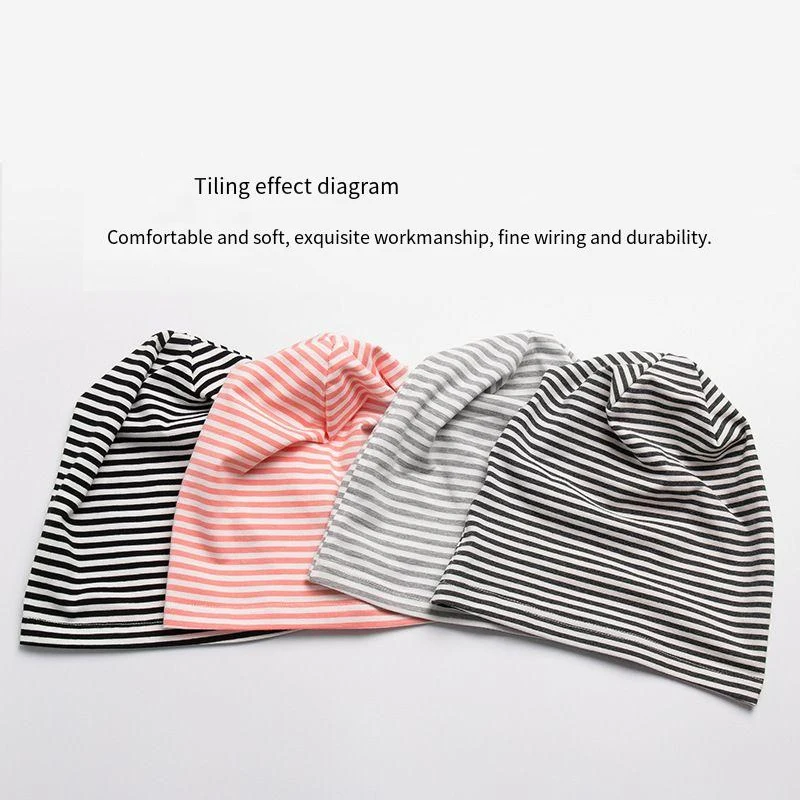 Hat New Online Celebrity Fashion Spring And Summer Cotton Knitted Hat Fashion Stripe Thin Baotou Hat Breathable Moon Hat Japanes