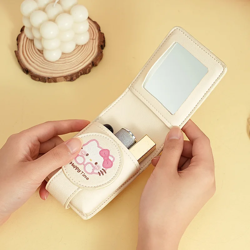   حقيبة مكياج هالو كيتي بوشاكو لوبي جيرل، حقيبة تخزين أحمر الشفاه المحمولة، حقيبة مستحضرات التجميل الواقية مع هدية مرآة