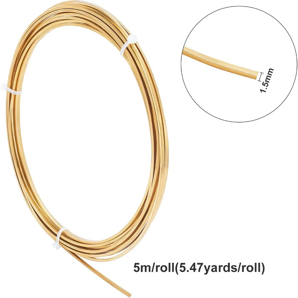 15 Gauge 16.4 Feet Square Copper Wire Half Hard Gold Brass Wire for Jewelry Beading Craft Work