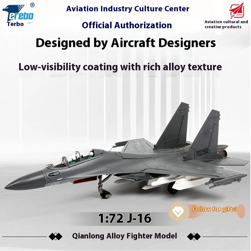 Terbo Genuine 1:72 J-16 Alloy Aircraft Model J-16 Fighter Jet Model Military Peripheral Model Air Show Souvenir