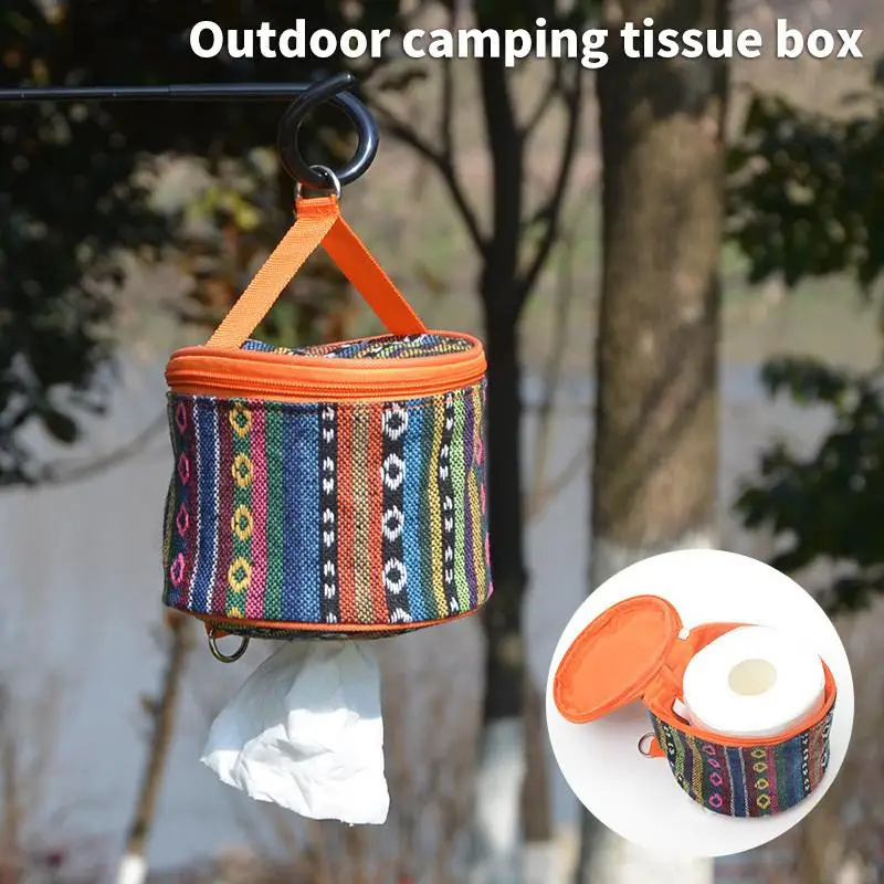 Camping Tissue Box Foldable Car Home Roll Paper Holder Portable Outdoor Travel Napkin Case for Cars RVs Household Use