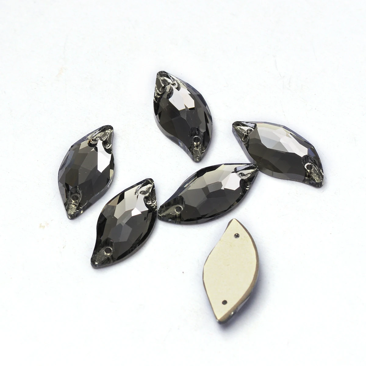 PUBRILE Schwarze Diamant-Applikationen mit aufgenähten Strasssteinen, Flache Kristallglassteine für DIY-Näharbeiten, Applikationen für Kleider, Kleidung und Taschen – Detail 8