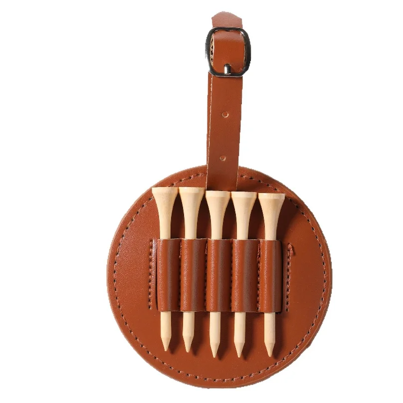 Golf Tee Bag Leather Tees Cover Key Chain for Men Reusable Tees Carrier Men Gofts Tees Holder Golfs Tee Holders With 5 Tees