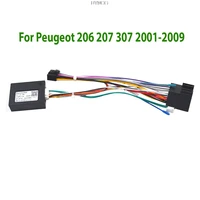 BYNCG-adaptador de arnés de cableado de 16 pines para coche, decodificador de caja Canbus para Peugeot 206 207 307 2001-2009, Cable de alimentación de Radio Android