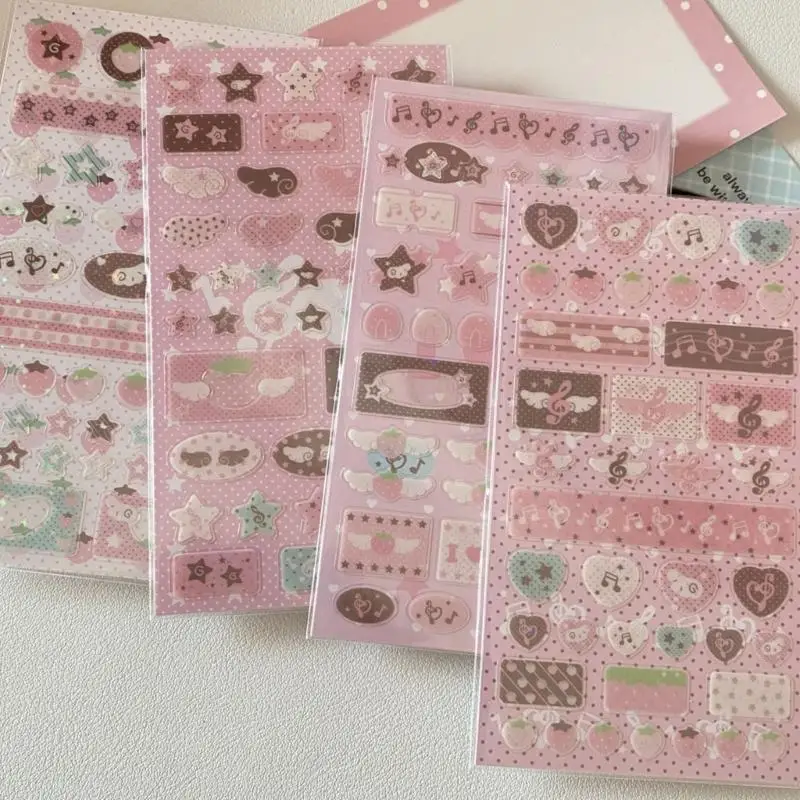 Music Note Strawberry Star Sticker Adhesive Decorative Sticker For Scrapbooking 