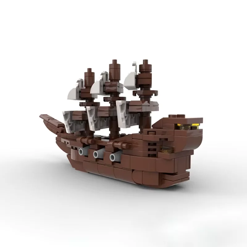 Miniaturowy model statku pirackiego MOC - mały zestaw klocków do składania z cząsteczek, 228 elementów - kreatywny prezent świąteczny - odpowiedni dla