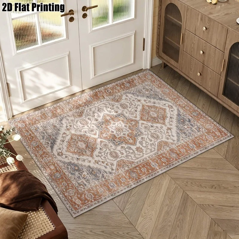 1Pc American Retro Persian Pattern Rug, Machine Washable, Warm Home Decor, Suitable for Vintage Style, Applicable to Living Room, Bedroom, Entryway, Office, Corridor and Other Areas