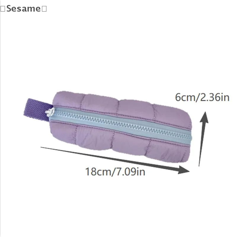 〔Sesame〕Cotton-filled Pencil Case Pen Bag Large-capacity Student Stationery Storage Bag Portable Fashion Girly Cosmetic Bag