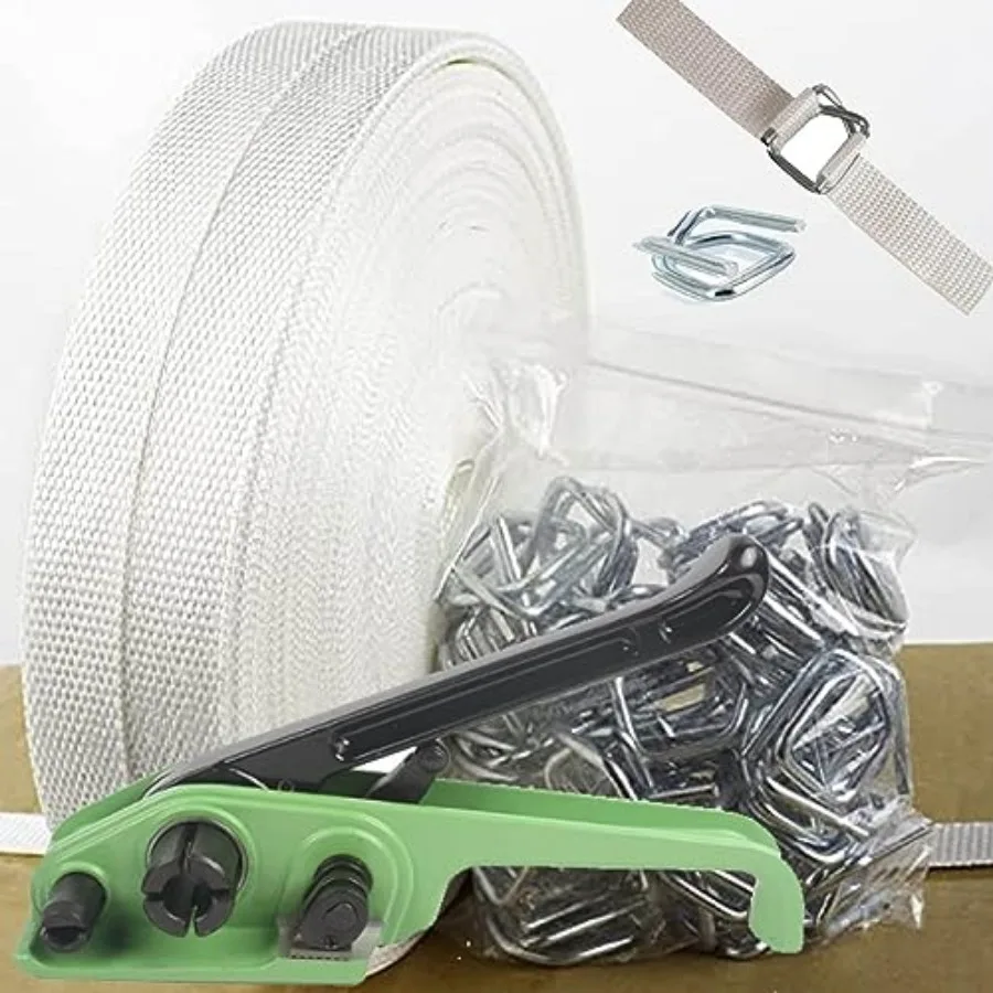 

Banding Strapping Kit, Woven Cord Pallet Packaging Tool, Upgraded Strapping Tensioner Tool, 3/4" x 330' Woven Cord 2400 LBS Bre