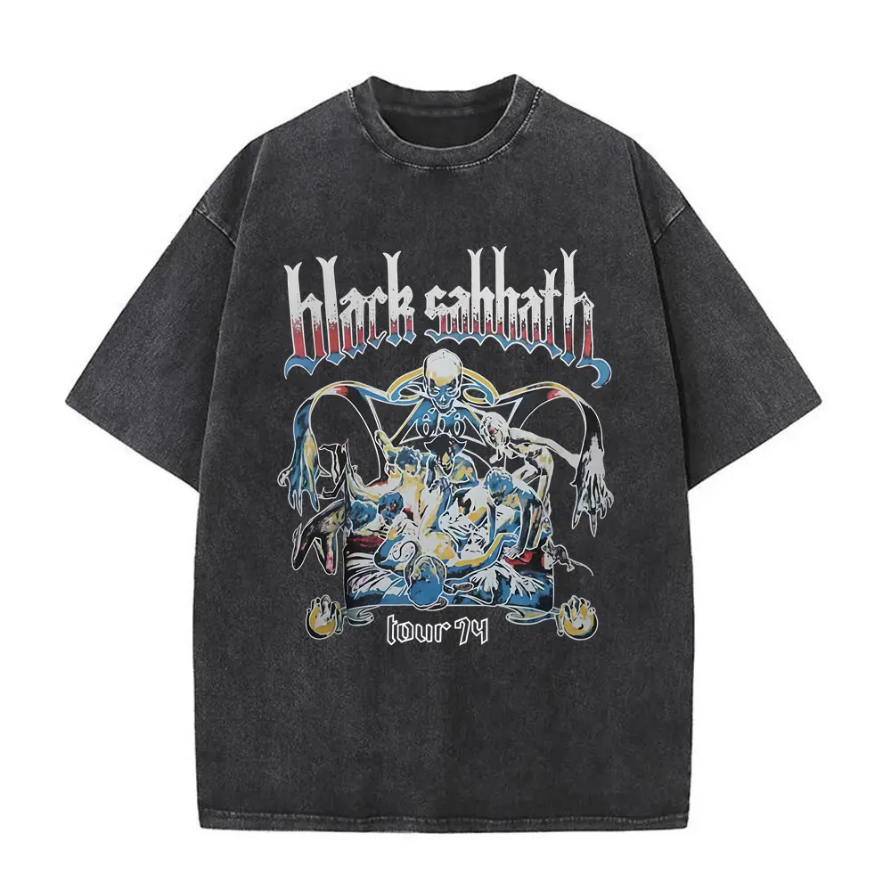 Heavy Metal Rock Band Black Sabbath Tour Washed T-shirt Ozzy