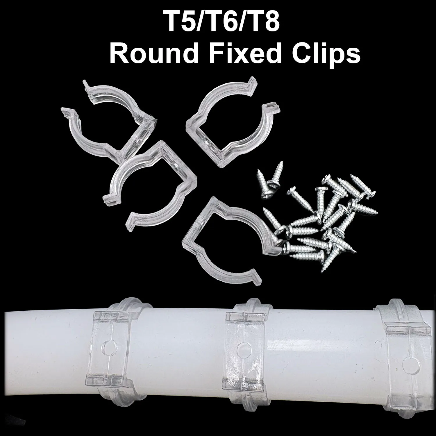 T5 T6 T8 LED Round Neon Fixed Clip D13/D20/D22 Plastic Buckle Transparent Connector Holder Silica Gel Tube Accessories 5-50PCS