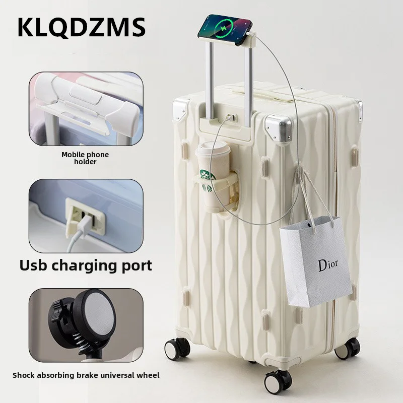 

KLQDZMS Travel Luggage 24"26"28 Inch Large Capacity Trolley Case USB Charging Multi-function Password Box Rolling Suitcase