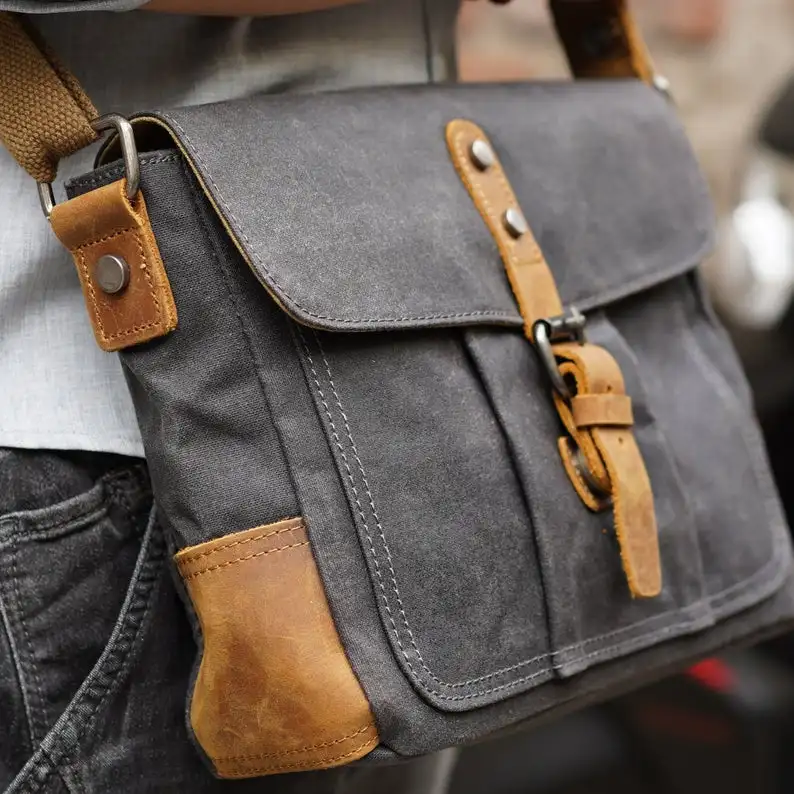 Vintage Waxed Canvas Messenger Bag For Men Military Male Travel Crossbody Bag Waterproof Basic Business Briefcase Shoulder Bags