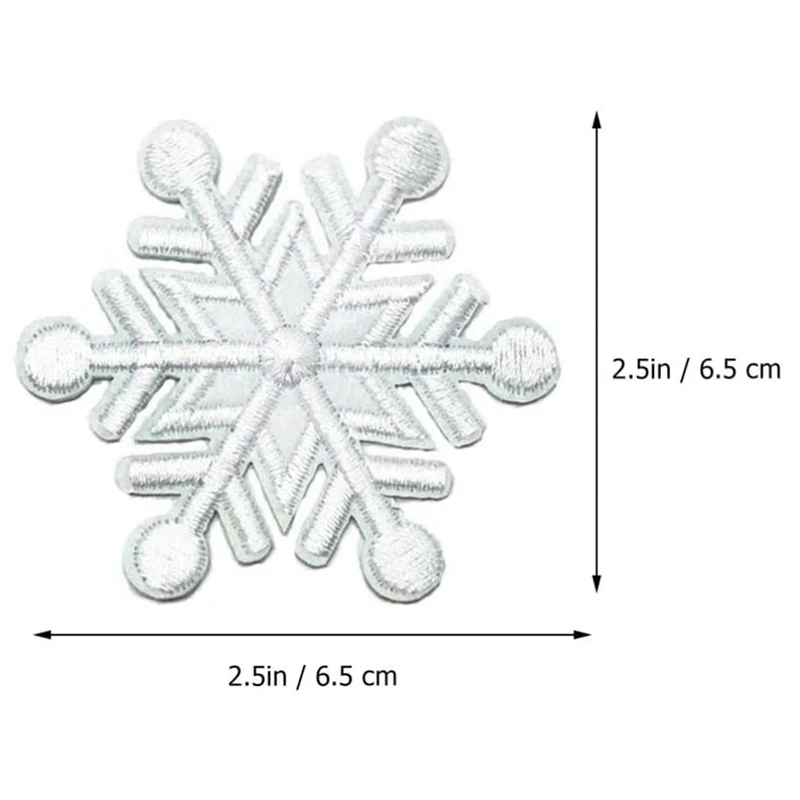 10Pcs Snowflake Patches Iron on Christmas Embroidered Patches Appliques for Arts Crafts DIY Decor Jeans Clothing Bags