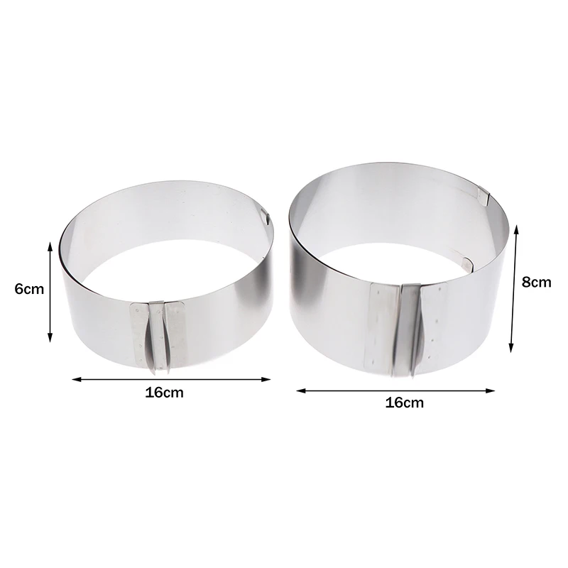 Round Cake Rings Reusable Baking Tool Stainless Steel 6-8cm Adjustable Telescopic Mousse Ring Circle Mold Rustproof With Scale
