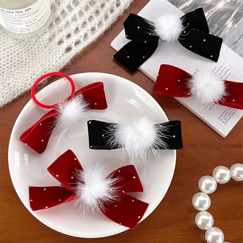 

2 шт. зимняя Новинка бархатная белая бабочка с блестками женская Высококачественная Изысканная веревка для волос заколка для челки для девушек головной убор