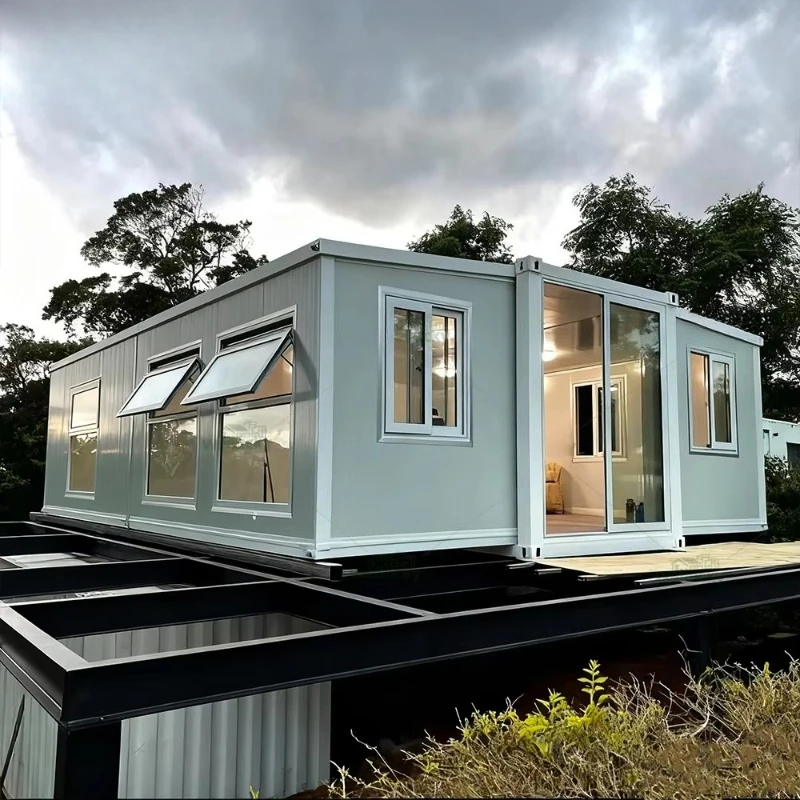 حاوية مزدوجة قابلة للتوسيع، وحدة مكتب جاهزة متنقلة، منزل فاخر جاهز مع حديقة #3