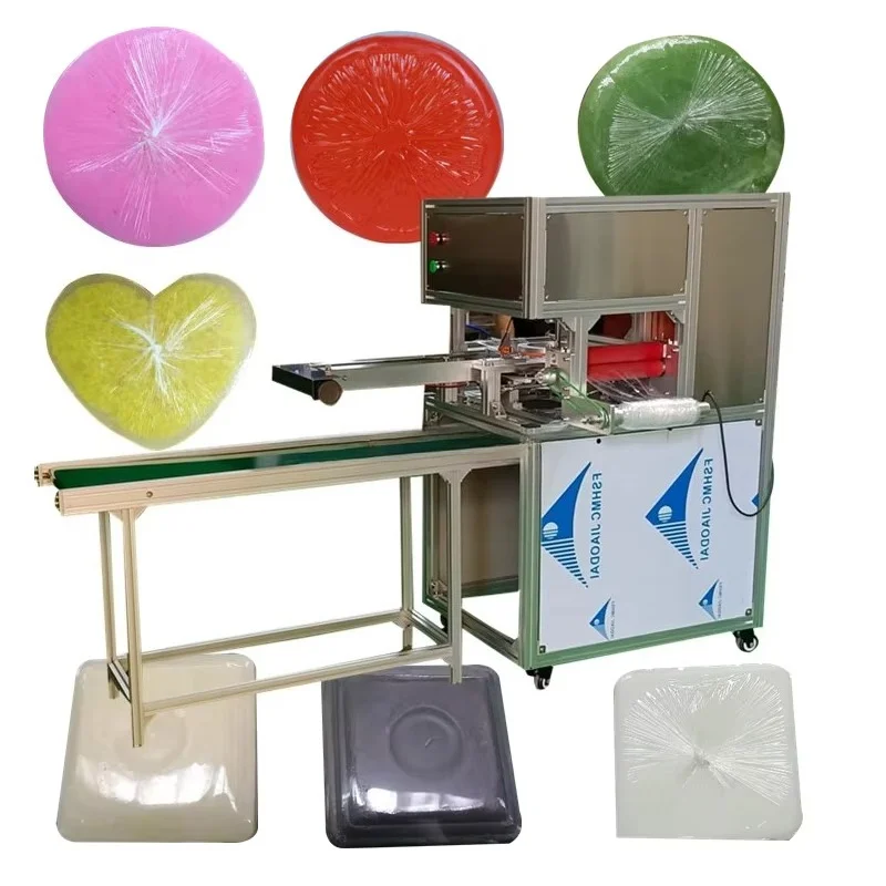 Customized Automatic Handmade Soap Stretch Film Wrapping Machine Pneumatic Cling Film Packing Equipment