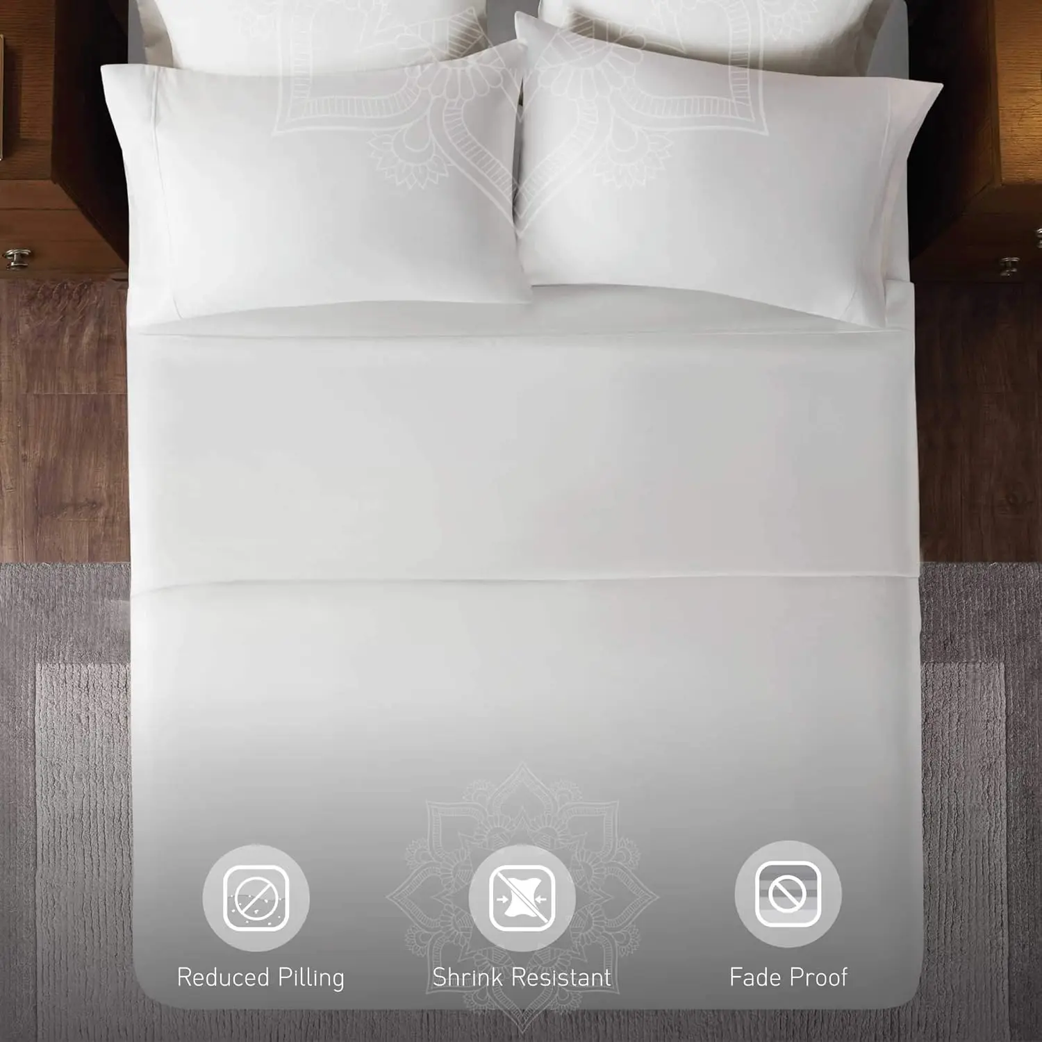 Seprai katun 1000 Thread Count seprei King Size, saku dalam-pas hingga 18 inci kasur, 4 PC 100% seprai katun