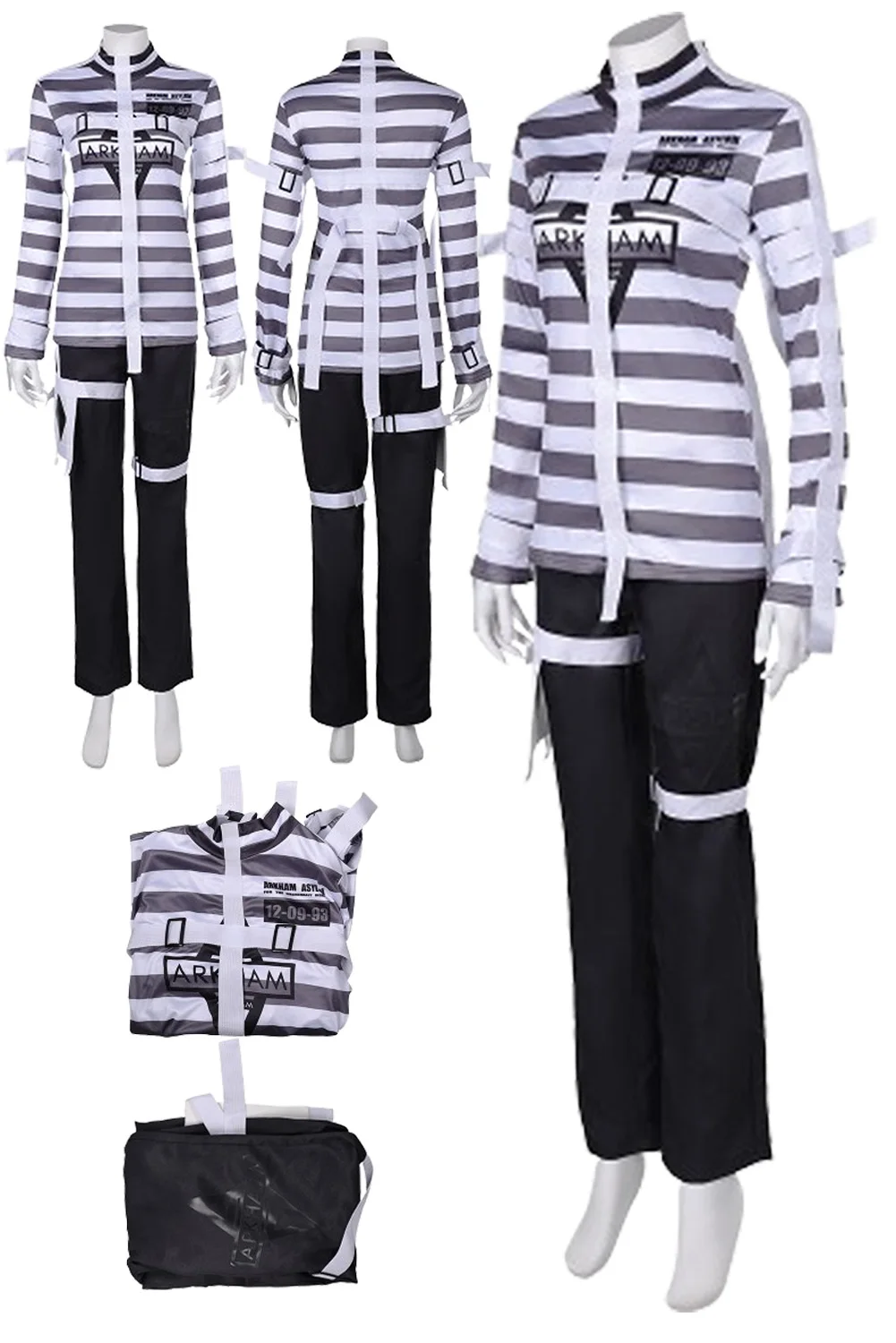 

Prisoner Quinzel Cosplay Role Play Outfits Movie Female Super Villain Costume Adult Women Roleplay Fancy Dress Up Party Clothes