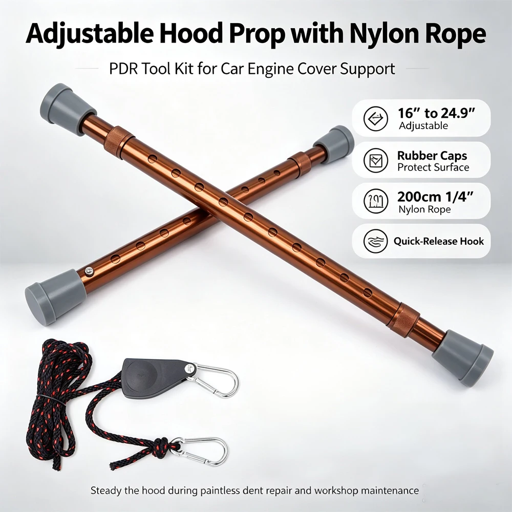 PDR Adjustable Hood Prop Rod Telescopic Aluminum Engine Cover Support with 2m Nylon Rope Car Door Holding Tool 2 PDR Adjustable Hood Prop Rod Telescopic Aluminum Engine Cover Support with 2m Nylon Rope Car Door Holding Tool 2