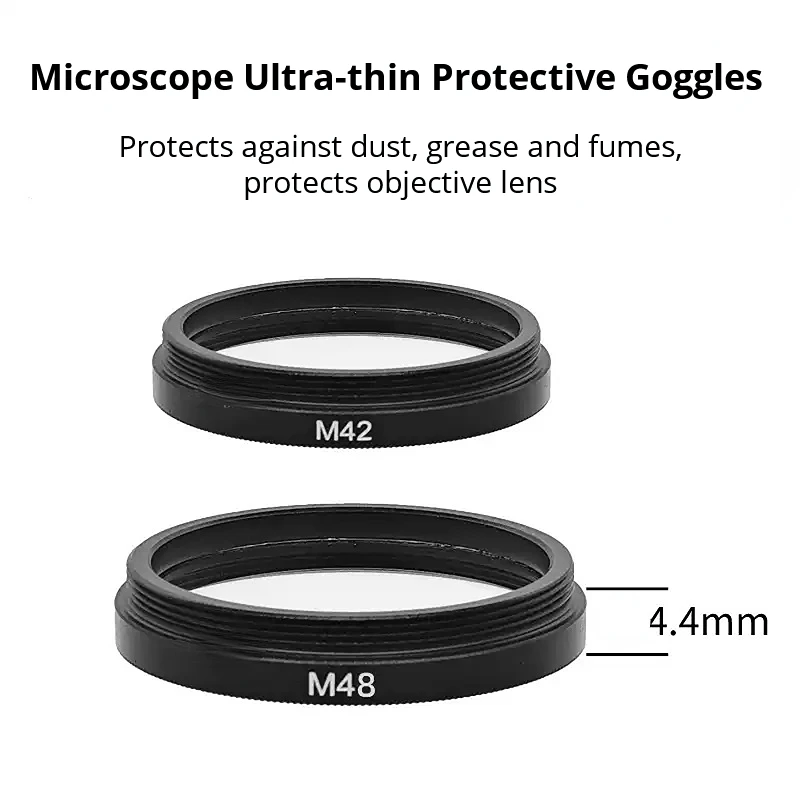 1PC M42/M48 Ultra-Thin Protective Lens Oil-Resistant Smoke-Resistant Dustproof for Body/Monocular Microscope