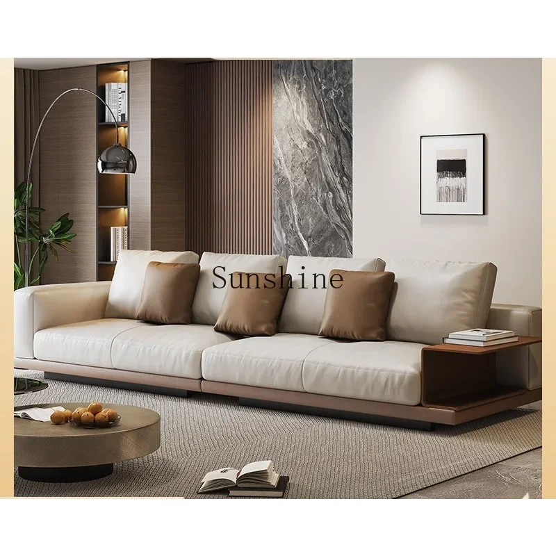 

Minimal large-sized villa straight row square combination leather sofa