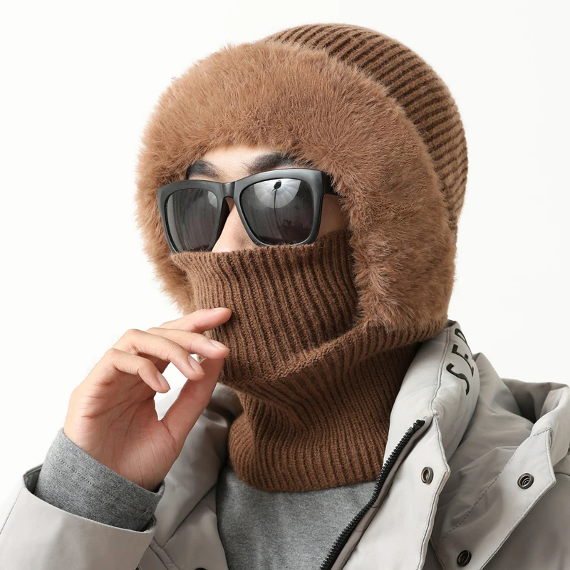 ขายร้อนผู้ชาย Balaclava หมวกสไตล์ฤดูหนาว WARM หมวกกลางแจ้ง Windproof Thicken ถักหมวกหมวกฤดูหนาว WARM CAP