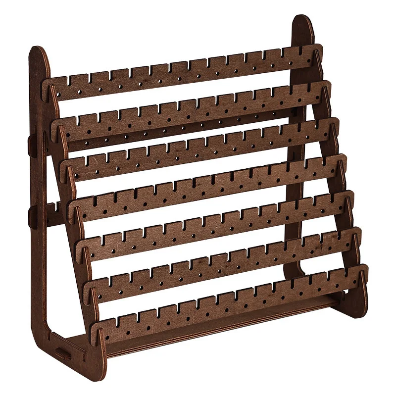 Walnut Color 7-Tier Earring Holder, Large Capacity Detachable Ear Stud & Jewelry Storage Rack, Minimalist Vintage Desktop Jewelry Display Stand for Home Living Room Bedroom Decor & Jewelry Organizer