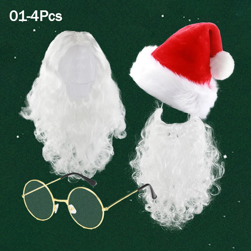 Kerstmuts Kerstman Baard Pak Feestjurk Accessoires Kerstmuts Pruik Baard Festival Podium Rollenspel Hoofddeksels