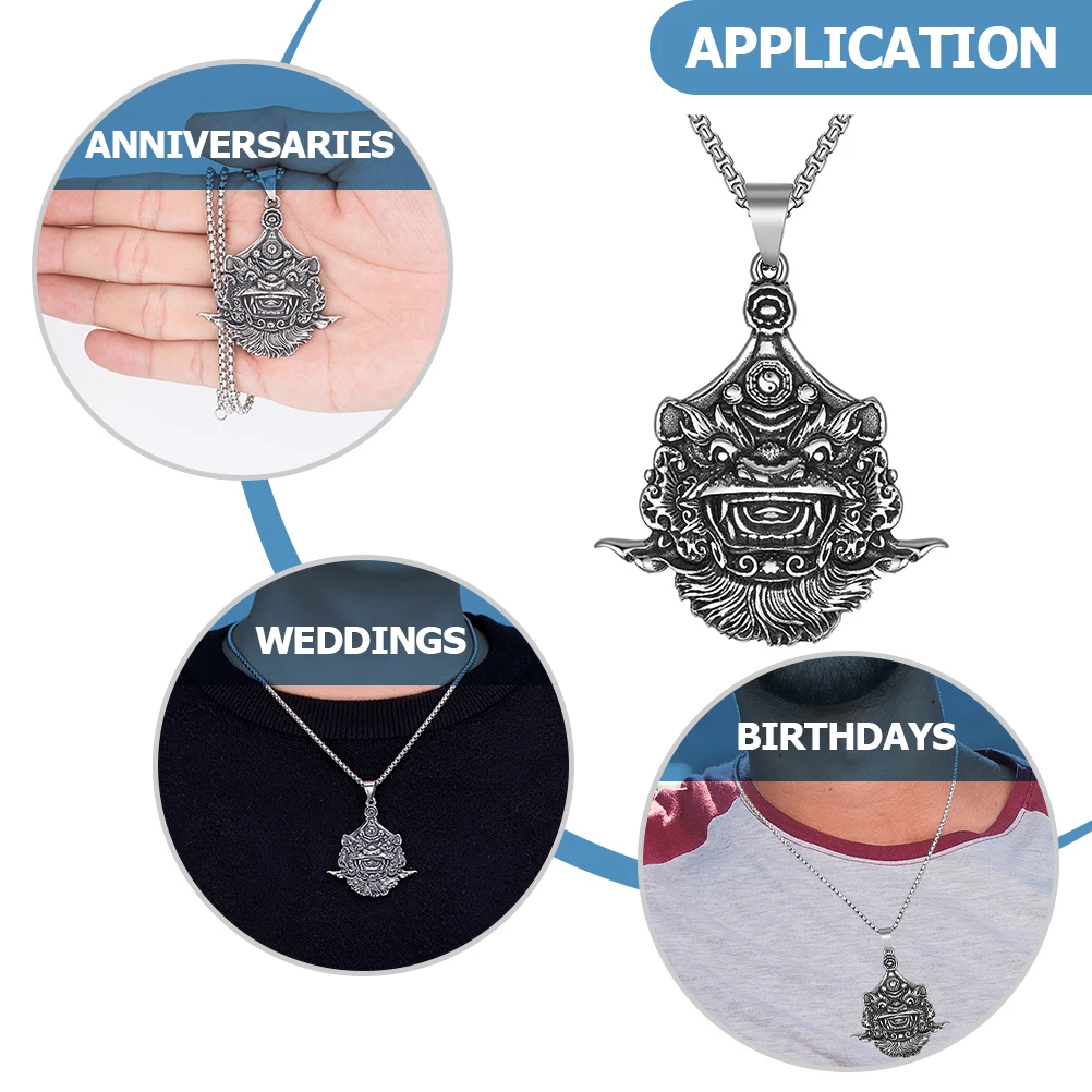 

Titanium Steel Necklace Lion for Men Advanced Pendant Sweater Chain Jewelry Man