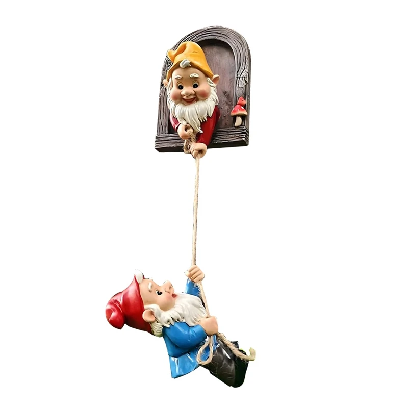 Climbing Gnomes Tree Face Decor Outdoor For Yard, Adorable Gnome Tree Hugger Fairy Door Statue For Tree Easy To Use