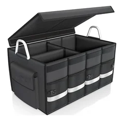 Car Trunk Organizer with Lid, Collapsible Car Trunk Storage Organizer, Car Organizer and Storage for SUV, Truck, Sedan