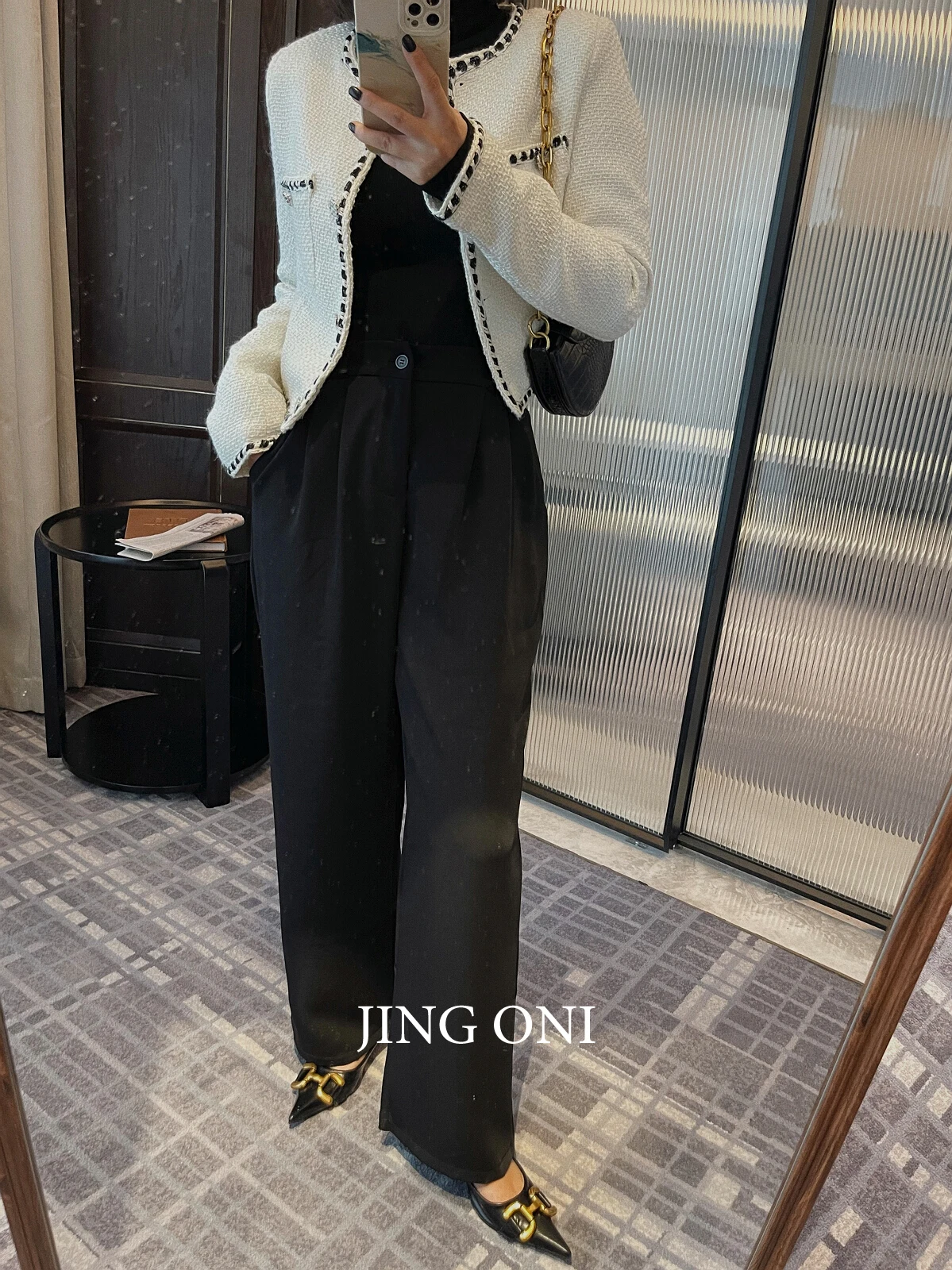 Jaket wol mantel wanita 2023 pakaian Vintage elegan gaya Korea Y2K Fashion crop mewah atasan lengan panjang Trench musim gugur baru